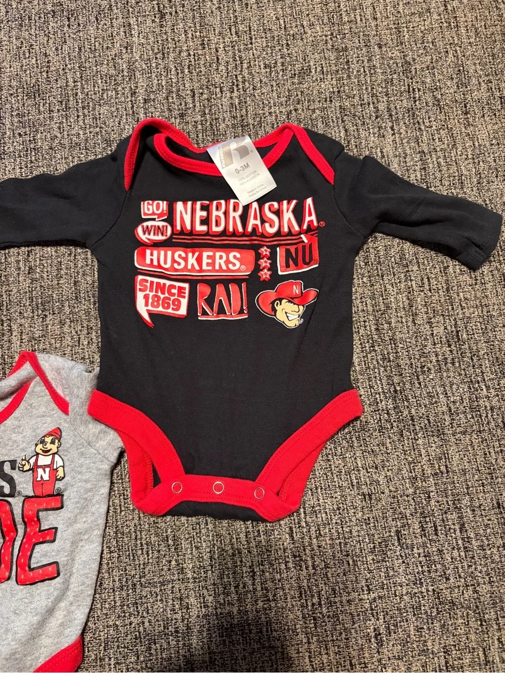 Nebraska Huskers Baby One-Piece Bodysuit - Red & Black Bundle 3 pcs
